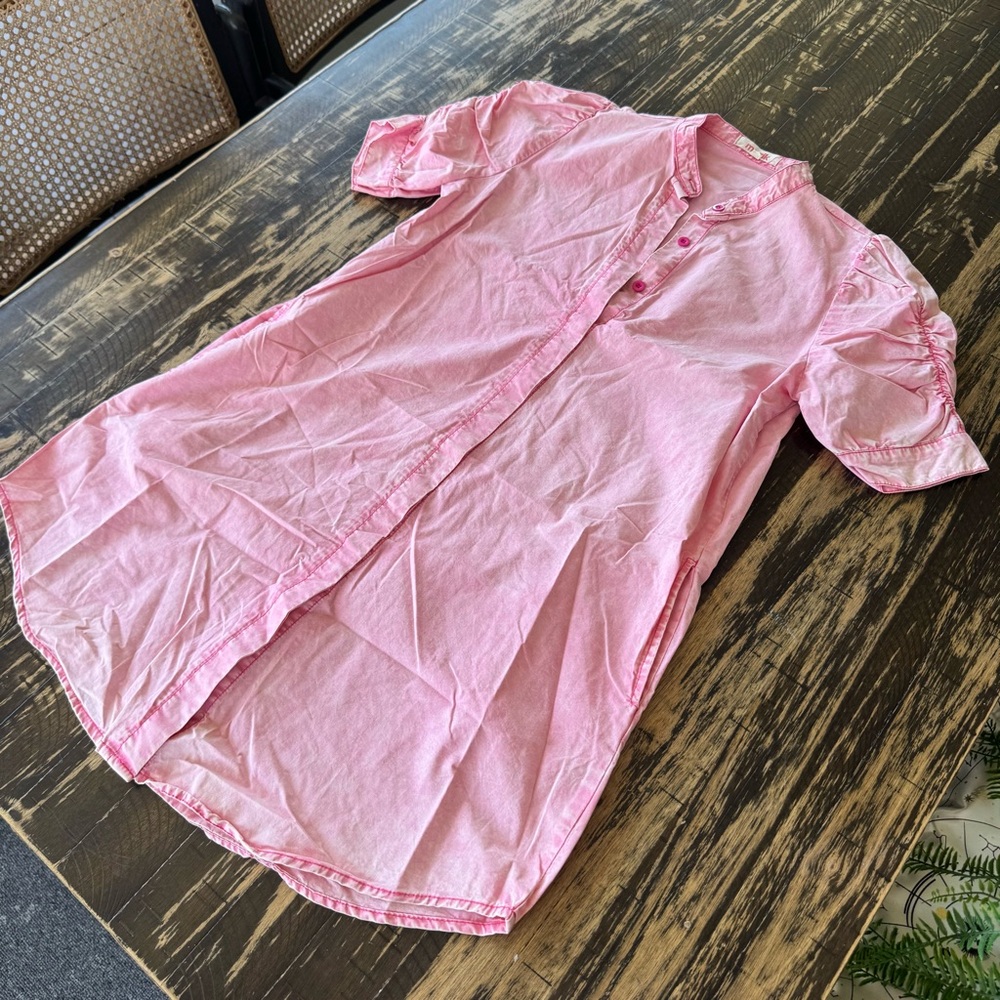 💫 Mazik Pink Button-Up Tunic Dress – Size Small